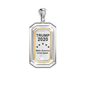 Trump 2020 American Dog Tag Silver and Gold Vermeil Pendant MPD5446