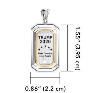 Trump 2020 American Dog Tag Silver and Gold Vermeil Pendant MPD5446