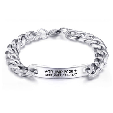 Trump 2020 Keep America Great Silver ID Curb Bracelet TBL403