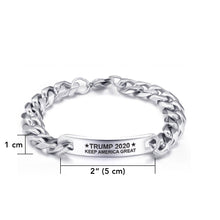 Load image into Gallery viewer, Trump 2020 Keep America Great Silver ID Curb Bracelet TBL403