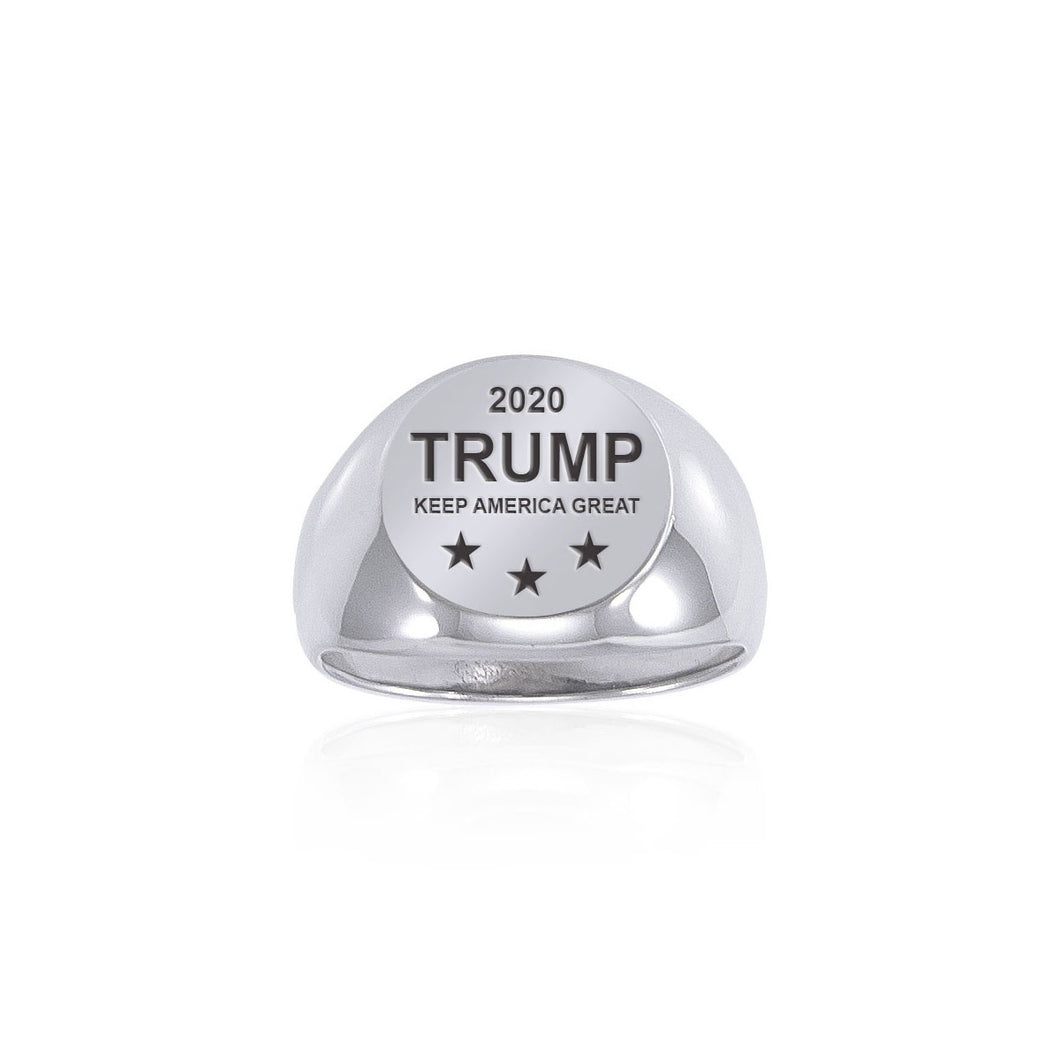 Trump 2020 Keep America Great Silver Small Round Ring TRI2005