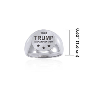 Trump 2020 Keep America Great Silver Small Round Ring TRI2005
