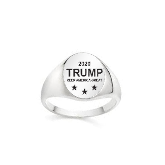 Trump 2020 Keep America Great Silver Oval Ring TRI2006