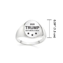 Load image into Gallery viewer, Trump 2020 Keep America Great Silver Oval Ring TRI2006