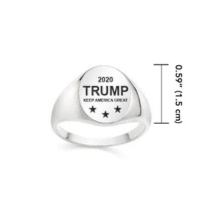 Trump 2020 Keep America Great Silver Oval Ring TRI2006
